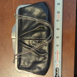 HOBO International black leather clutch with chains